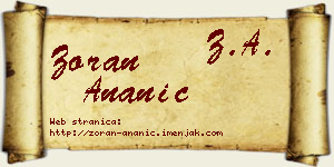 Zoran Ananić vizit kartica